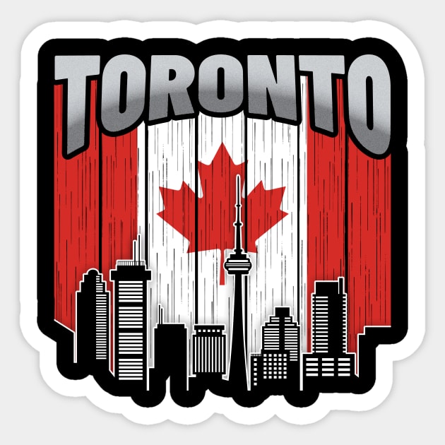 Toronto Canada Skyline Vintage Flag Sticker by travel2xplanet